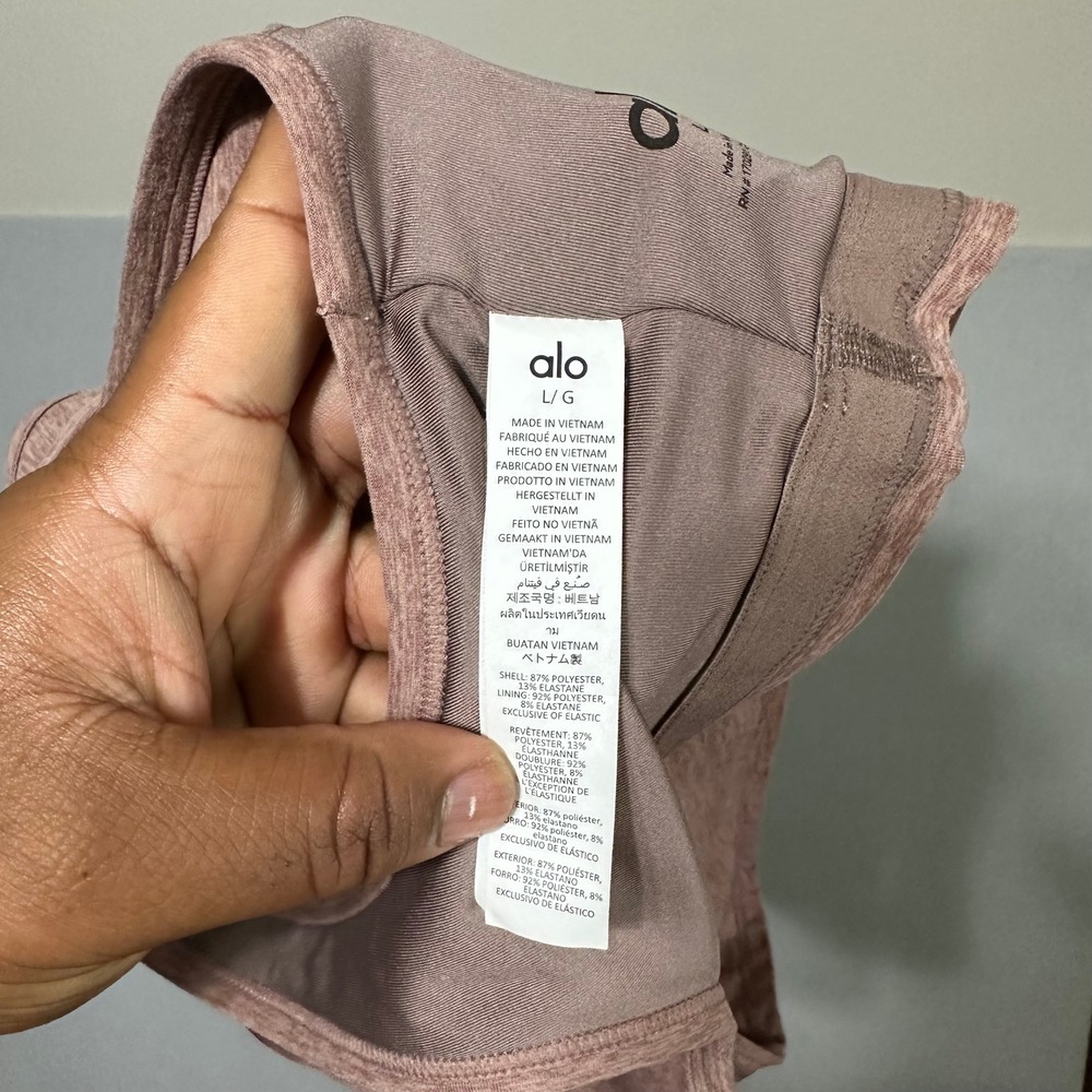 Alo Yoga Alosoft Heathered Mauve Sports Bra and Leggings Set Large - Picture 8 of 15